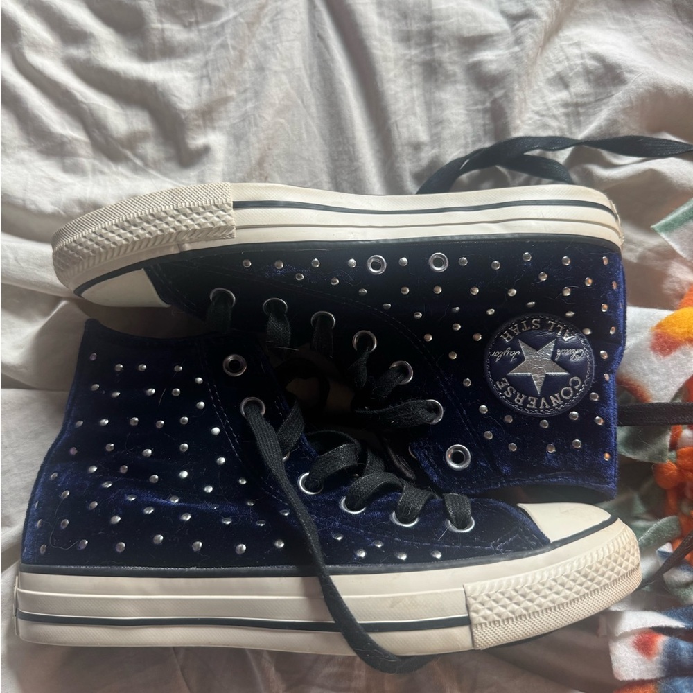 Converse Navy Velvet High-Top Sneakers